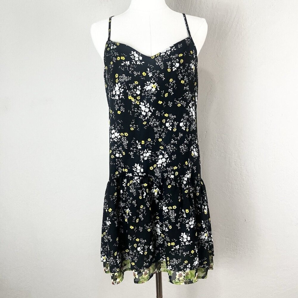 Princess Vera Wang Dropped Waist Flounce Hem Floral Mini Dress Size Medium
